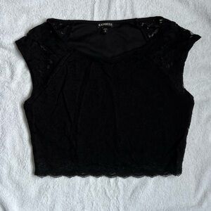 Express Black Lace Crop Top